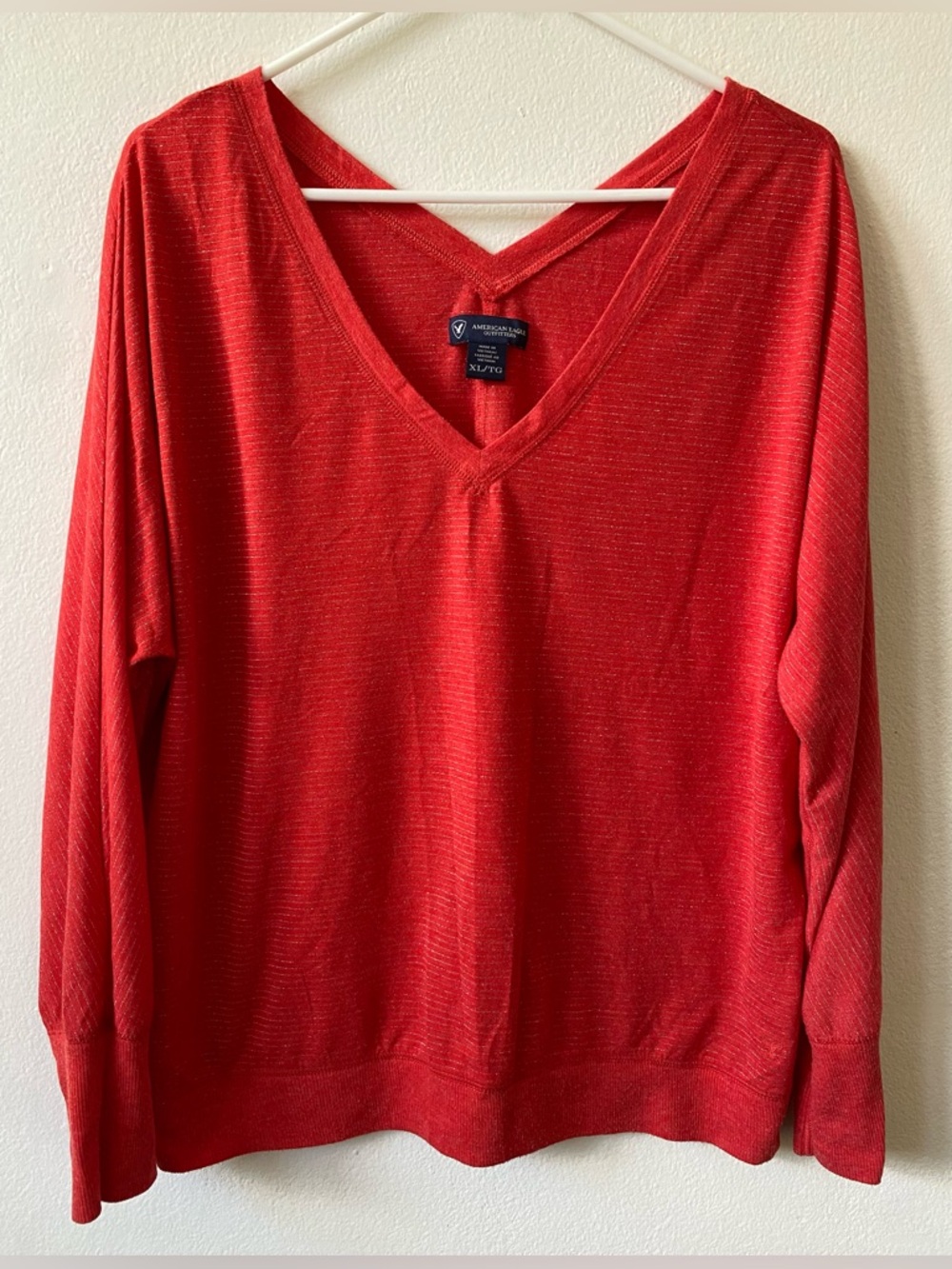 American Eagle Outfitters Bright Red V-Neck Sweater - Women's  XL
